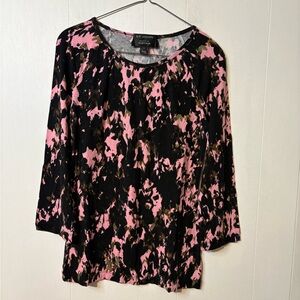 St. John Abstract Pink and Black Long Sleeve Top
